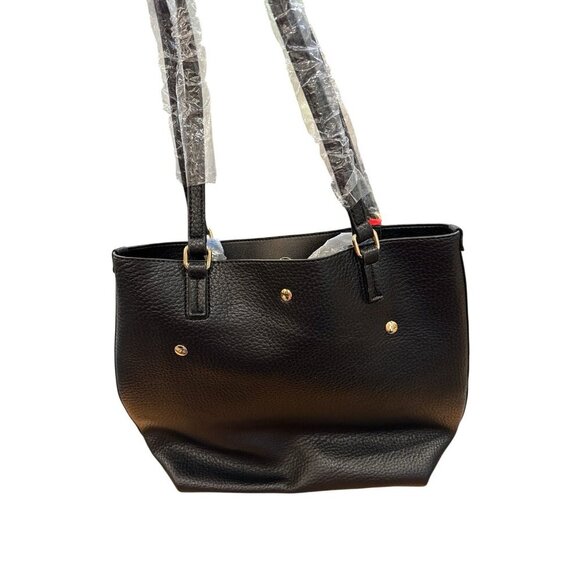 Montana West Leather Large Snap Close Tote Bag Hand Bag Black Double Straps NWT - Picture 4 of 8